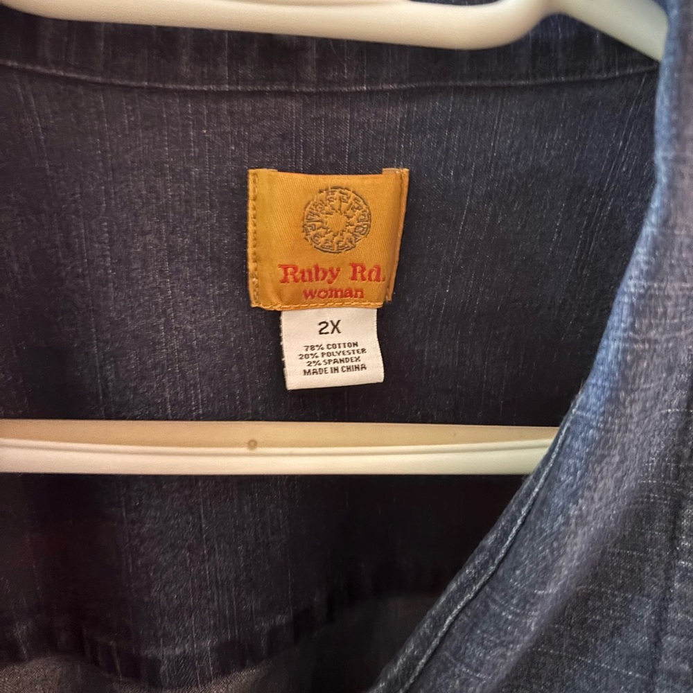 Ruby Rd. Dark Blue Denim Jean Jacket - Picture 2 of 2